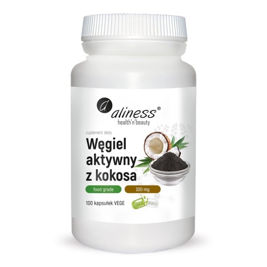 Aliness Węgiel aktywny z kokosa Food Grade 300 mg 100 ...