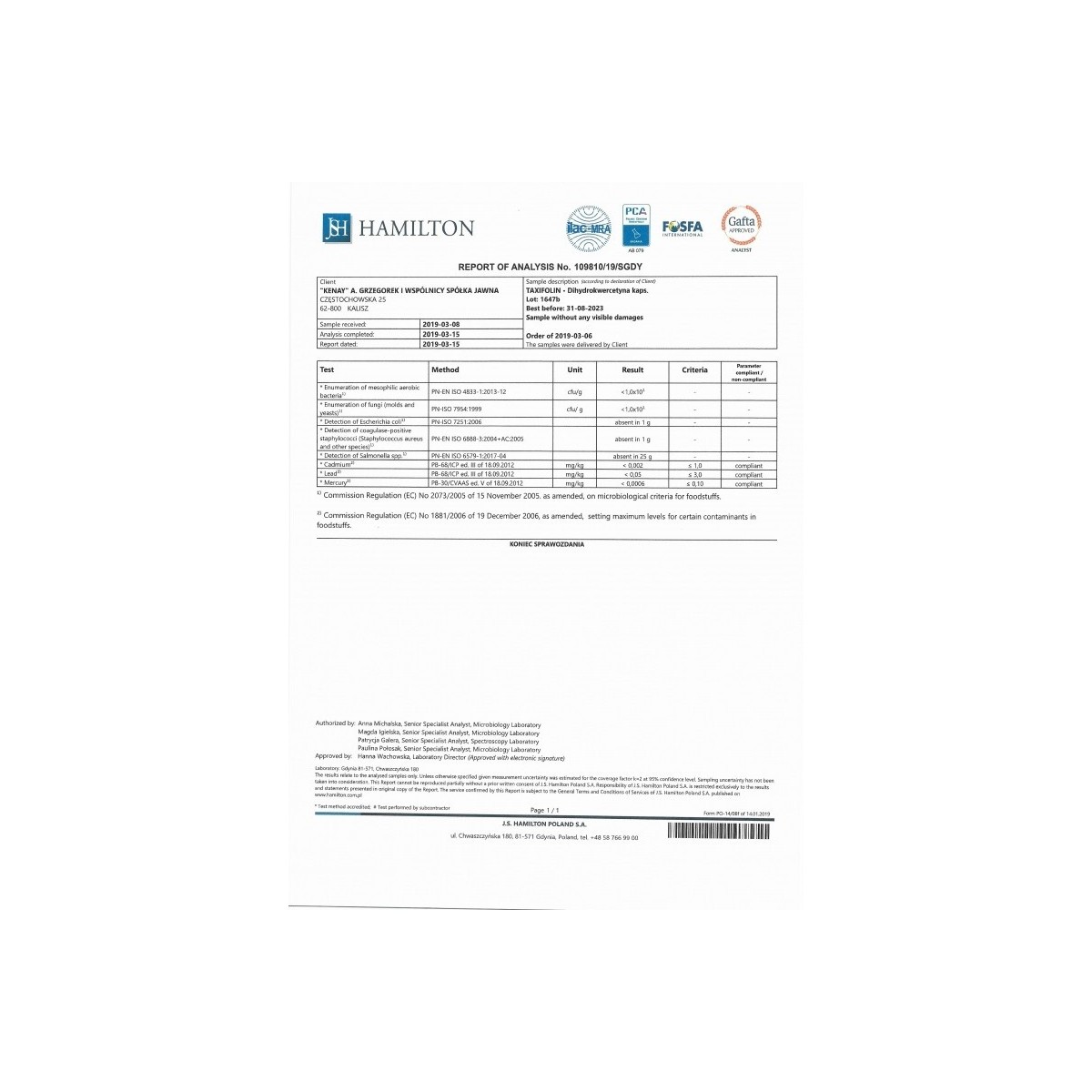 TAXIFOLIN Dihydrokwercetyna (60 kapsułek) - suplement diety