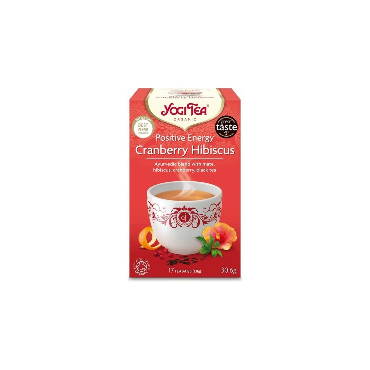 HERBATKA POZYTYWNA ENERGIA ŻURAWINA - HIBISKUS (POSITIVE ENERGY CRANBERRY HIBISCUS) BIO (17 x 1,8 g) 30,6 g - YOGI TEA