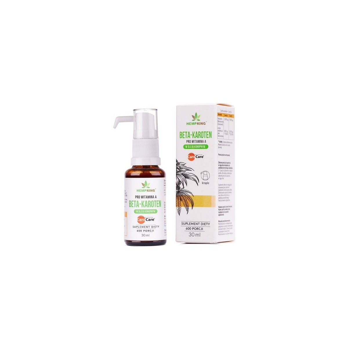 Beta-karoten w kroplach w EKO oleju konopnym (30 ml)