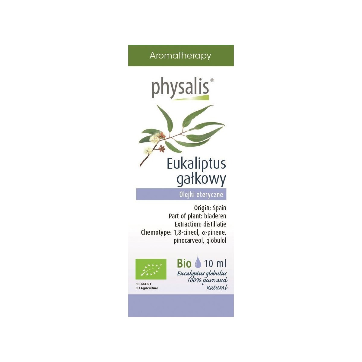 OLEJEK ETERYCZNY EUKALIPTUS GAŁKOWY (EUCALYPTUS GLOBULUS) BIO 10 ml - PHYSALIS
