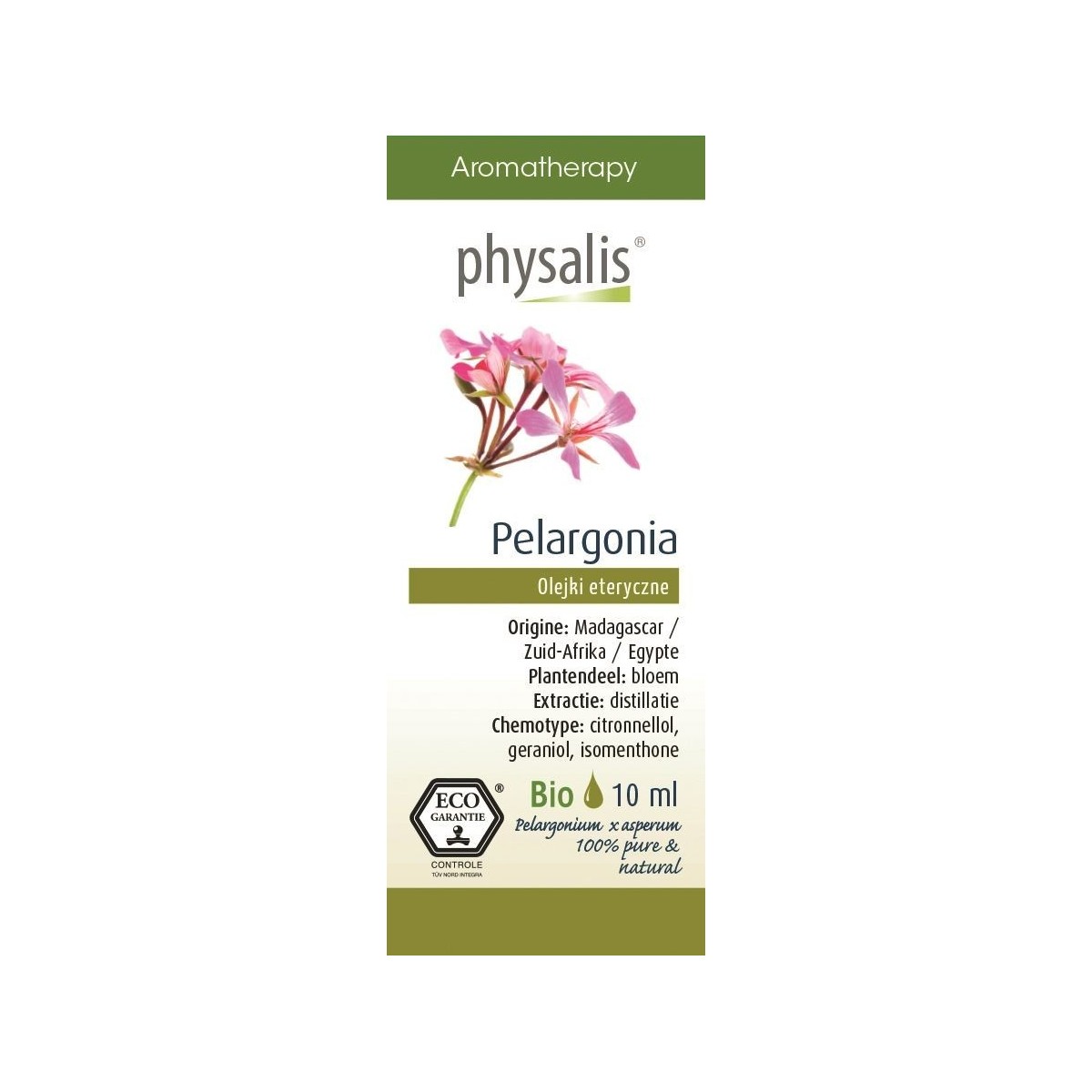 OLEJEK ETERYCZNY PELARGONIA (GERANIUM) ECO 10 ml - PHYSALIS