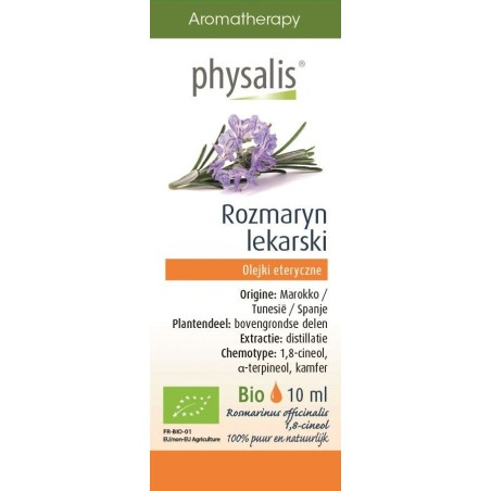 OLEJEK ETERYCZNY ROZMARYN LEKARSKI (ROZEMARIJN) BIO 10 ml - PHYSALIS