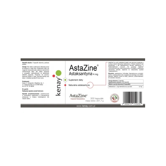 AstaZine® Astaksantyna 4 mg (300 kapsułek) - suplement diety