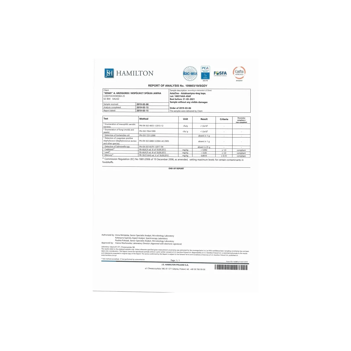 AstaZine® Astaksantyna 4 mg (300 kapsułek) - suplement diety