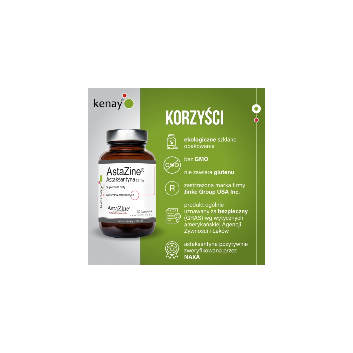 AstaZine® Astaksantyna 12 mg (30 kapsułek) - Kenay - kocimietkahasz.pl