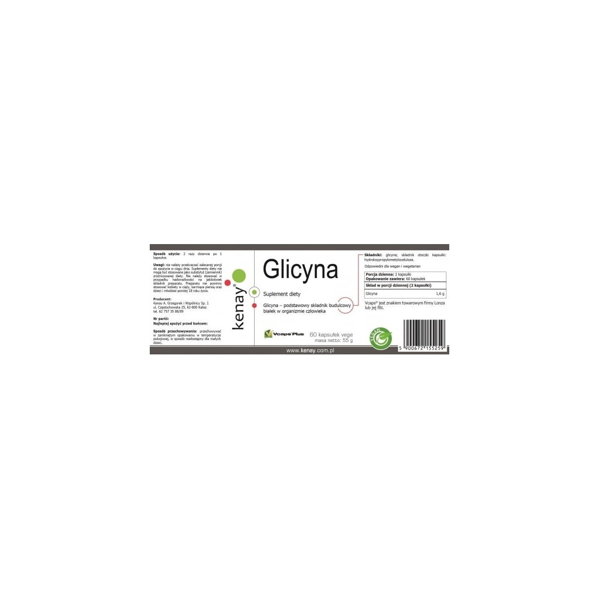 Glicyna (60 kapsułek) Kenay - suplement diety