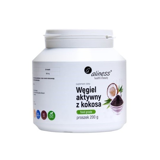 Aliness Węgiel aktywny z kokosa Food Grade 200 g