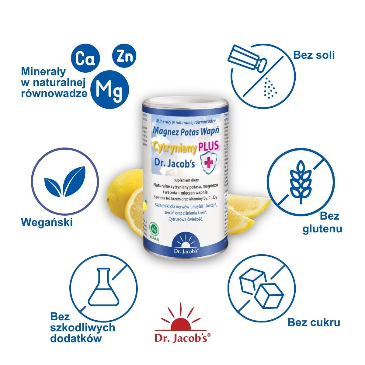 Magnez Potas Wapń Cytryniany PLUS od Dr. Jacob's
