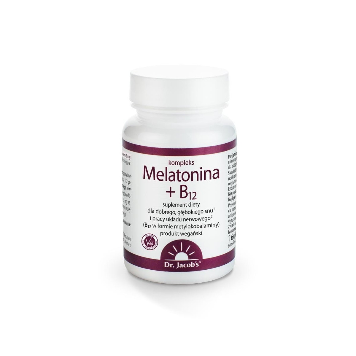 Melatonina + B12 forte - Suplement diety - Dr. Jacob's