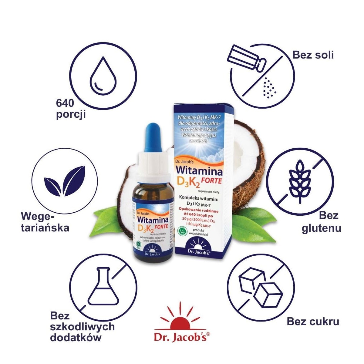Witamina D3K2 FORTE od Dr. Jacob's | Suplement diety