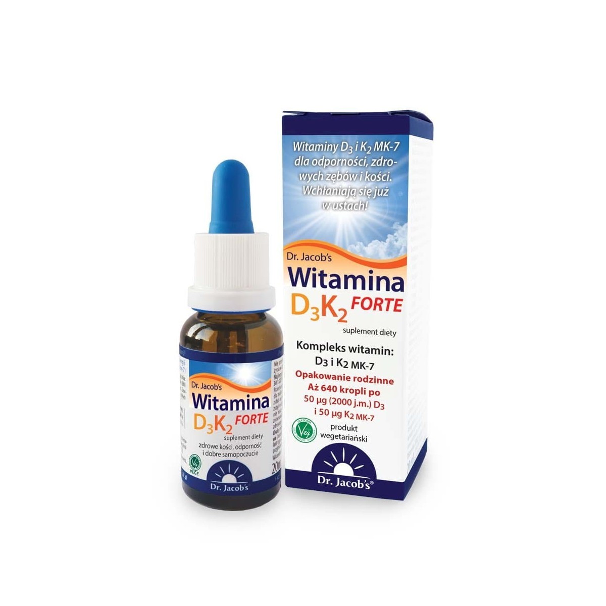 Witamina D3K2 FORTE od Dr. Jacob's | Suplement diety
