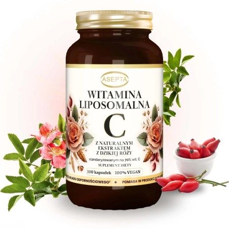 Witamina C liposomalna z dziką różą 100 kaps ASEPTA