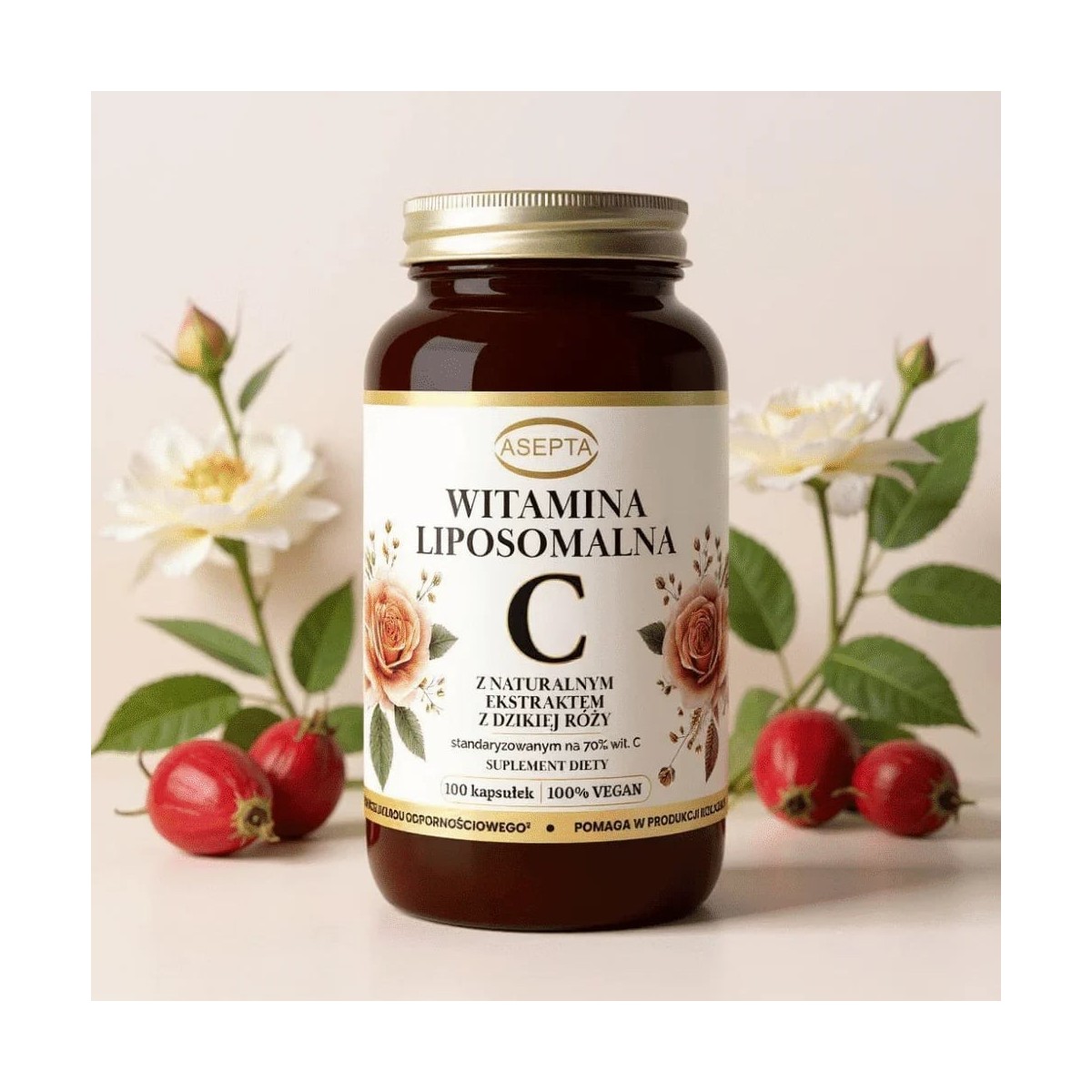 Witamina C liposomalna z dziką różą 100 kaps ASEPTA