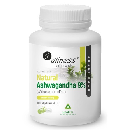 Aliness Natural Ashwaganda 560 mg 9% x 100 Vege caps.