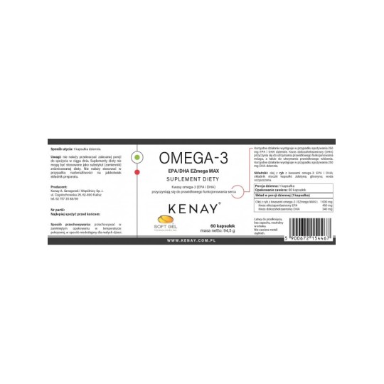 Kenay Omega-3 EPA/DHA EZmega MAX (60 kapsułek)
