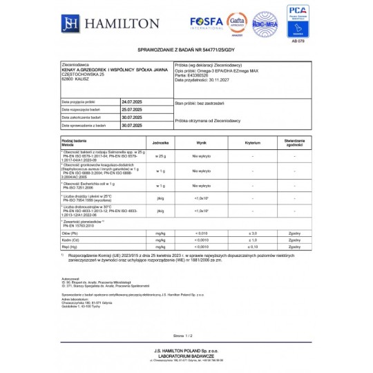 Kenay Omega-3 EPA/DHA EZmega MAX (60 kapsułek)
