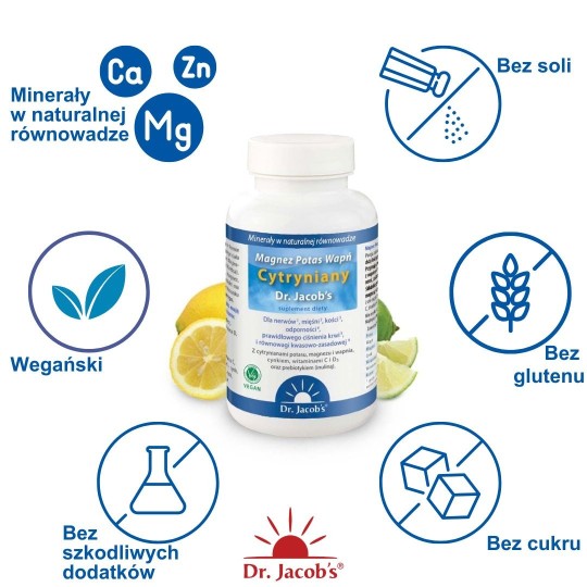 Magnez Potas Wapń Cytryniany TABLETKI - Dr. Jacob's