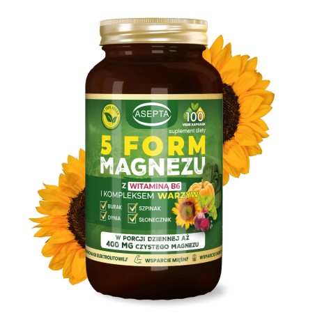 5 Form Magnezu z kompleksem warzyw (100 kaps) - Asepta