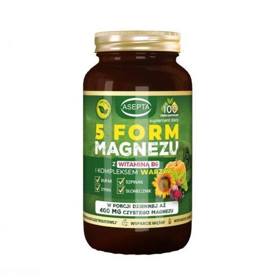 5 Form Magnezu z kompleksem warzyw (100 kaps) - Asepta