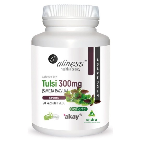 Aliness TULSI (ŚWIĘTA BAZYLIA) extract 5% 300mg x 90 Vege caps